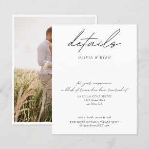 Minimalistische Wedding Hotel Room Block Details Informatiekaartje