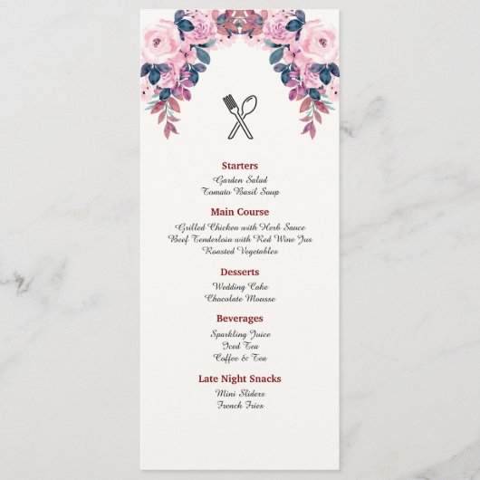 Minimalistische Wedding Menu Kaart – Elegante rece (Voorkant)