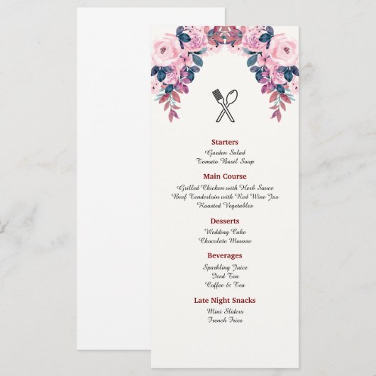 Minimalistische Wedding Menu Kaart – Elegante rece (Voorkant / Achterkant)