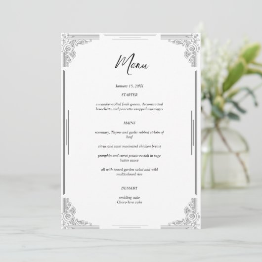 Minimalistische Wedding Menu Kaart | Receptie Kaar (Staand voorkant)