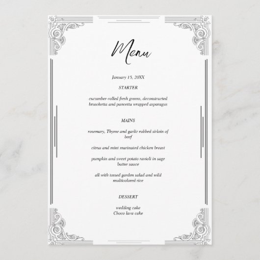 Minimalistische Wedding Menu Kaart | Receptie Kaar (Voorkant)