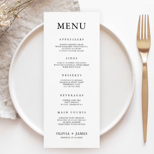 Minimalistische Wedding Menu Kaarten Sjabloon