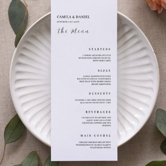 Minimalistische Wedding Menu Kaarten Sjabloon