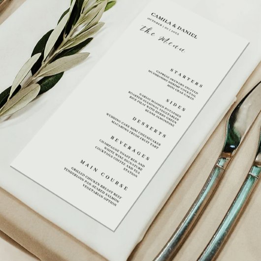 Minimalistische Wedding Menu Kaarten Sjabloon