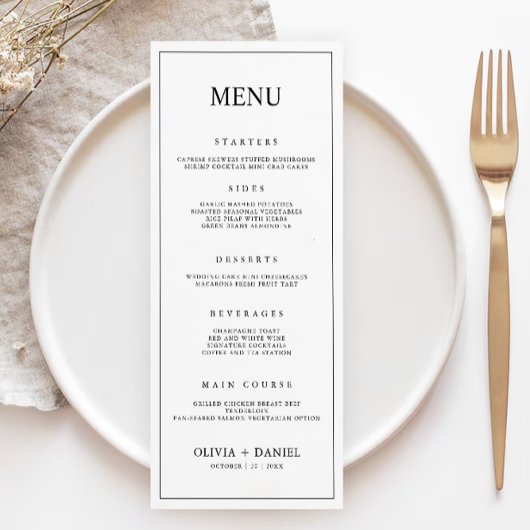 Minimalistische Wedding Menu Kaarten Sjabloon