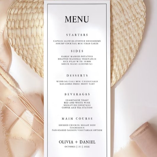 Minimalistische Wedding Menu Kaarten Sjabloon