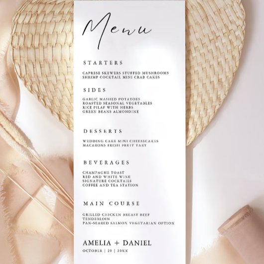 Minimalistische Wedding Menu Kaarten Sjabloon