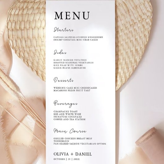 Minimalistische Wedding Menu Kaarten Sjabloon