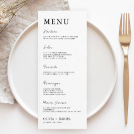Minimalistische Wedding Menu Kaarten Sjabloon