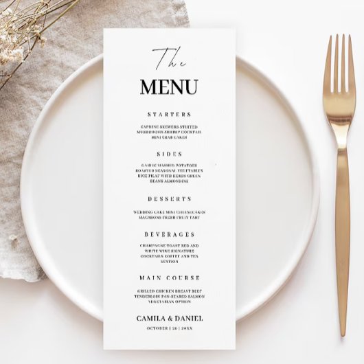 Minimalistische Wedding Menu Kaarten Sjabloon
