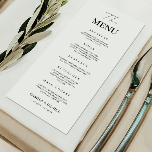 Minimalistische Wedding Menu Kaarten Sjabloon