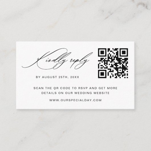 Minimalistische Wedding QR-code RSVP Informatiekaartje (Voorkant)