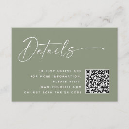 Minimalistische Wedding QR Details | Dusty Sage Gr Informatiekaartje