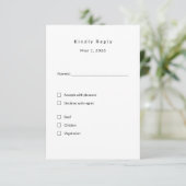 Minimalistische Wedding RSVP Kaart – Elegante Cust (Staand voorkant)