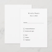 Minimalistische Wedding RSVP Kaart – Elegante Cust (Voorkant / Achterkant)