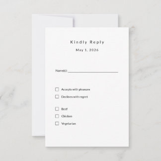 Minimalistische Wedding RSVP Kaart – Elegante Cust