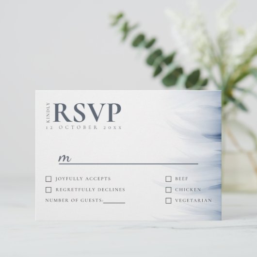 Minimalistische Wedding RSVP Kaart met Ink Accent (Staand voorkant)