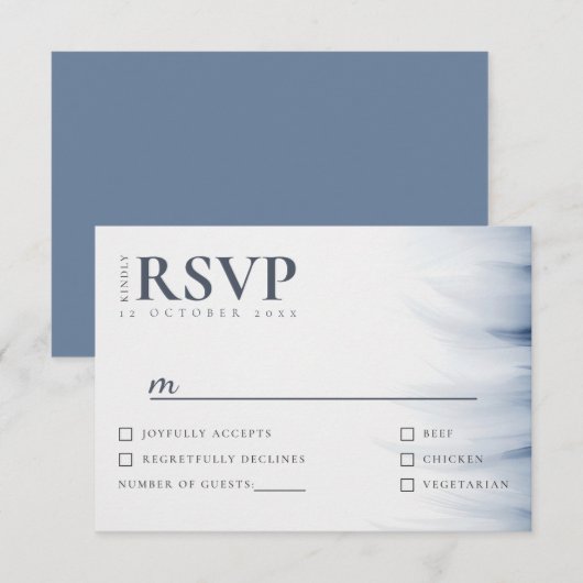 Minimalistische Wedding RSVP Kaart met Ink Accent (Voorkant / Achterkant)