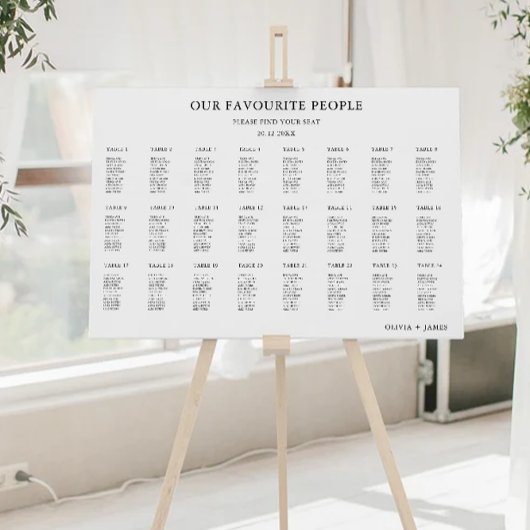 Minimalistische Wedding Seating Chart Sjabloon Poster