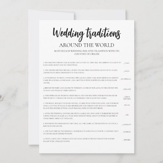 Minimalistische Wedding Traditions Vrijgezellenfee Kaart (Voorkant)