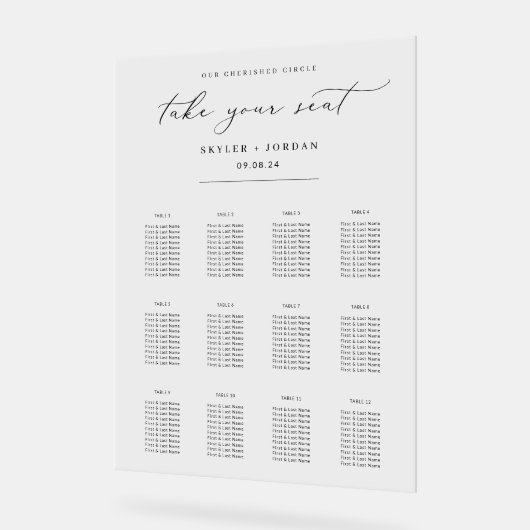 Minimalistische Wedding Zitting Grafiek Acryl Teke Acryl Bord (Hoek)