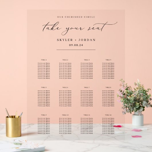 Minimalistische Wedding Zitting Grafiek Acryl Teke Acryl Bord (Huwelijk)