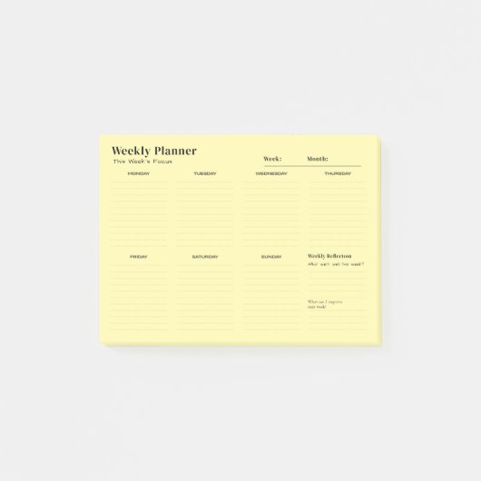 Minimalistische weekplanner notitieblok post-it® notes (Voorkant)