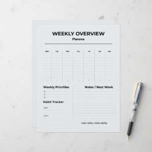 Minimalistische weekplanner Organisator voor wek