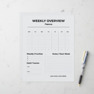 Minimalistische weekplanner | Organisator voor wek
