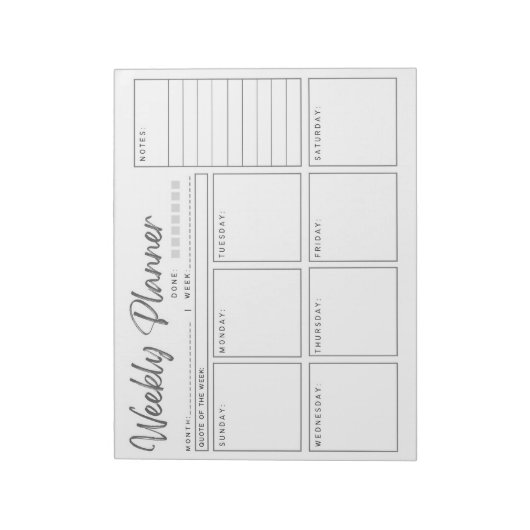 Minimalistische weekplanner voor georganiseerde pl notitieblok (Linkerzijde)