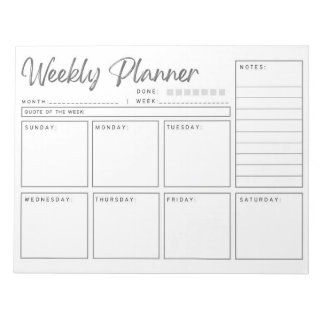 Minimalistische weekplanner voor georganiseerde pl notitieblok
