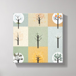 Minimalistische weergave van de vier seizoenen canvas afdruk