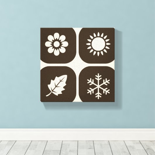 Minimalistische weergave van de vier seizoenen canvas afdruk (Insitu (Houten vloer))