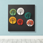 Minimalistische weergave van de vier seizoenen canvas afdruk (Insitu (Houten vloer))