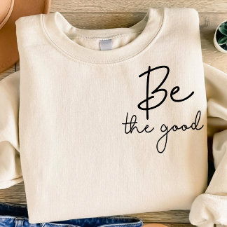 Minimalistische 'Wees goed' handtekening script T-shirt