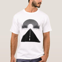 Minimalistische Weg naar de Maan Zwart Wit T-Shirt