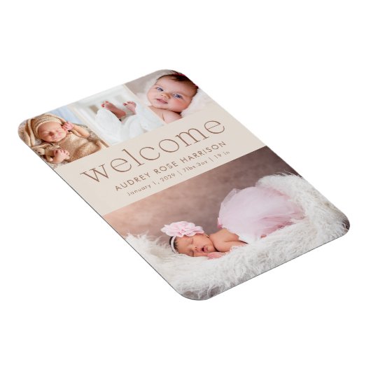 Minimalistische welkomstfoto collage geboorte magneet (Rechterzijde)