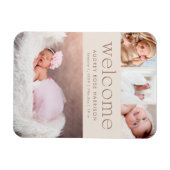 Minimalistische welkomstfoto collage geboorte magneet (Horizontaal)