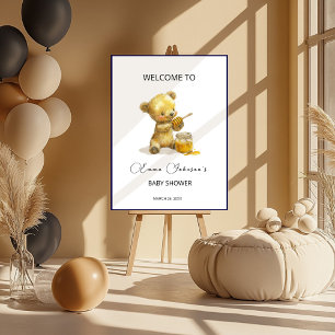 Minimalistische Welkomstkaart voor Honey Bear Baby Perfect Poster