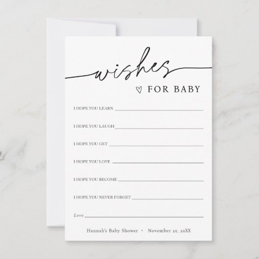 Minimalistische wensen voor Baby Kaart (Voorkant)