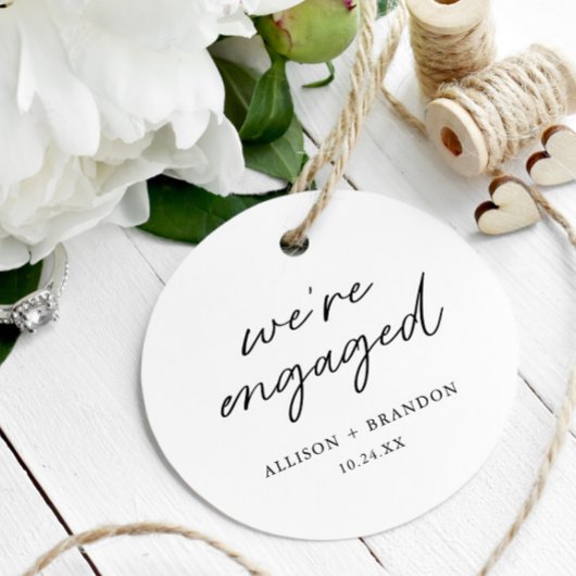 Minimalistische We're Engaged-huwelijksfeestdecora Bedankjes Labels