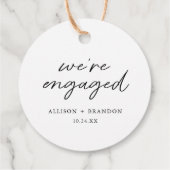 Minimalistische We're Engaged verlovingsfeest deco Bedankjes Labels (Achterkant)