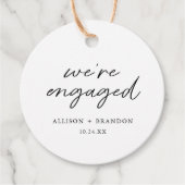 Minimalistische We're Engaged verlovingsfeest deco Bedankjes Labels (Voorkant)