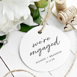 Minimalistische We're Engaged verlovingsfeest deco Bedankjes Labels