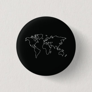 Minimalistische wereldbol wereldkaart T-shirt Reis Ronde Button 3,2 Cm