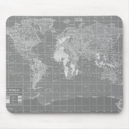 Minimalistische  Wereldkaart Muismat (Voorkant)