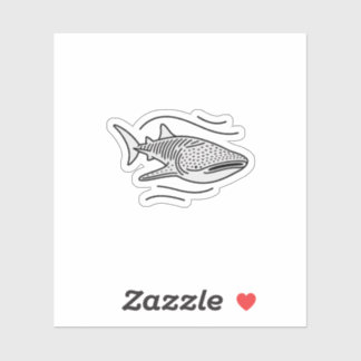 Minimalistische Whale Shark Line Art Sticker