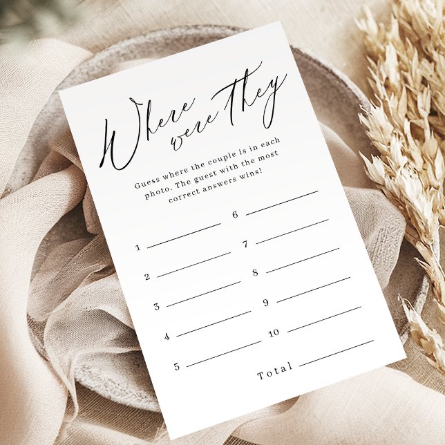 Minimalistische where were they bruiloftsspel (Minimalist where were they bridal shower game)