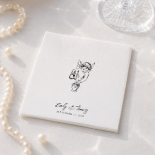 Minimalistische Whimsical Inkt Handgetekende Trouw Servet