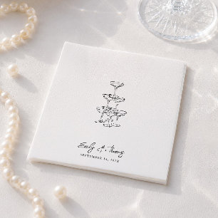 Minimalistische Whimsical Inkt Handgetekende Trouw Servet